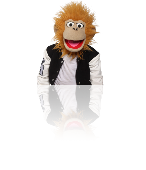 Ventriloque singe orange